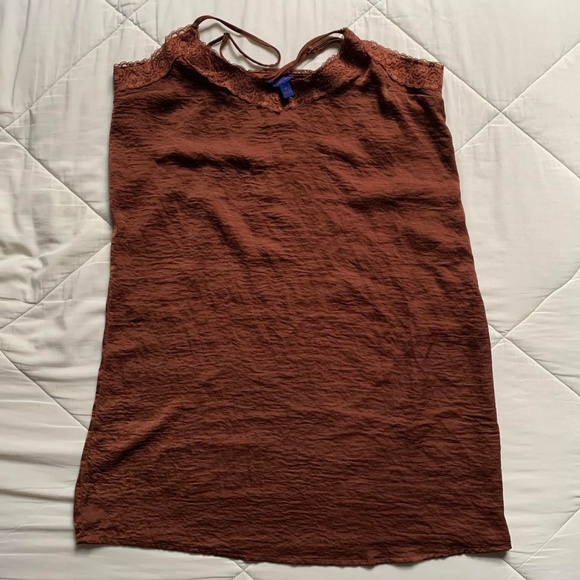 Aeropostale maroon satin strappy mini dress with lace detail, size medium - Picture 1 of 4